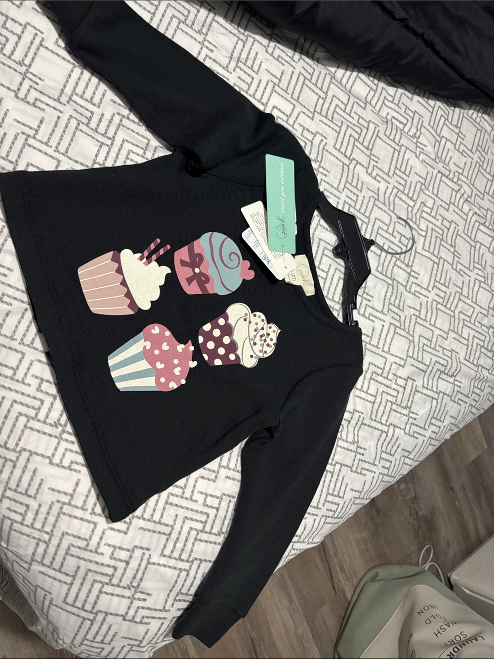 Peek Black Sweatshirt with Pastel Cupcake Prints